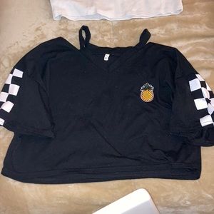 cut shoulders crop top